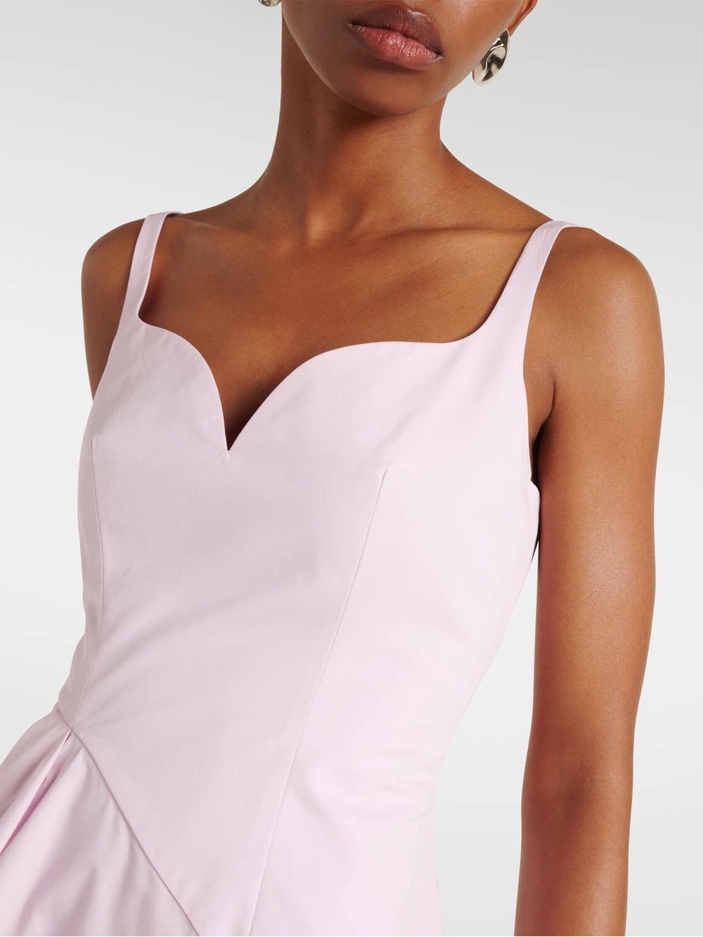 Alexander McQueen Asymmetric Cotton Poplin Midi Dress Ice Pink IT 40 US 4 NWT - Picture 16 of 17